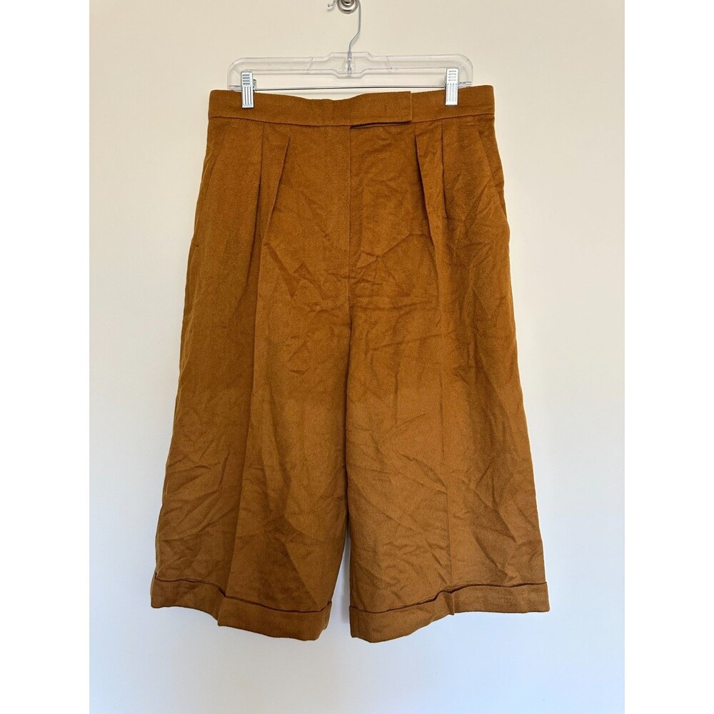 MaxMara Culotte Rolled Cuff Camel Hair Brown Capri Pants Old Money Women's 14